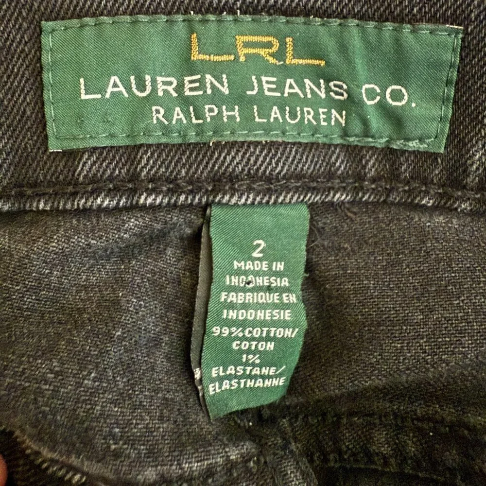 Vintage Lauren Ralph Lauren Straight Leg Denim Jeans Women's 2 Black Low Rise - Picture 10 of 11
